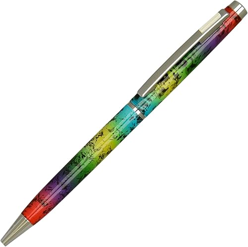 Miniatura 3 de Lanier Rainbow 4G - Bolígrafo con detalles blancos y anillo cromado brillante y piezas con punta media de 0.028 in, recambio estilo cruz