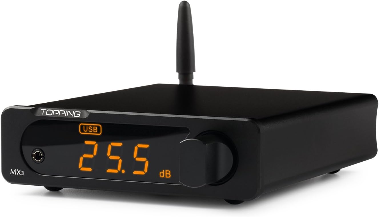 Topping MX3 Built-in Bluetooth Receiver DAC Headphone Amp Digital Amplifier, Black