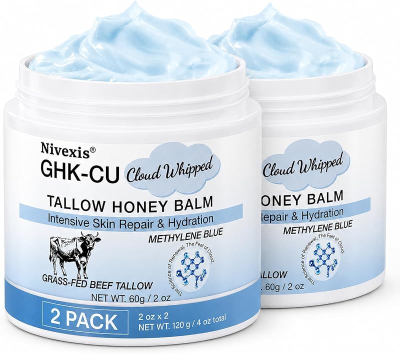 Nivexis Bálsamo facial e corporal com sebo bovino, mel de Manuka e peptídeos GHK-Cu, Pacote com 2