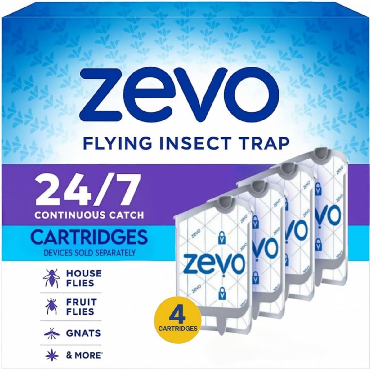 Zevo Plug-in Flying Insect Trap Refill Pack, 8 Authentic Cartridges for Indoor Spaces