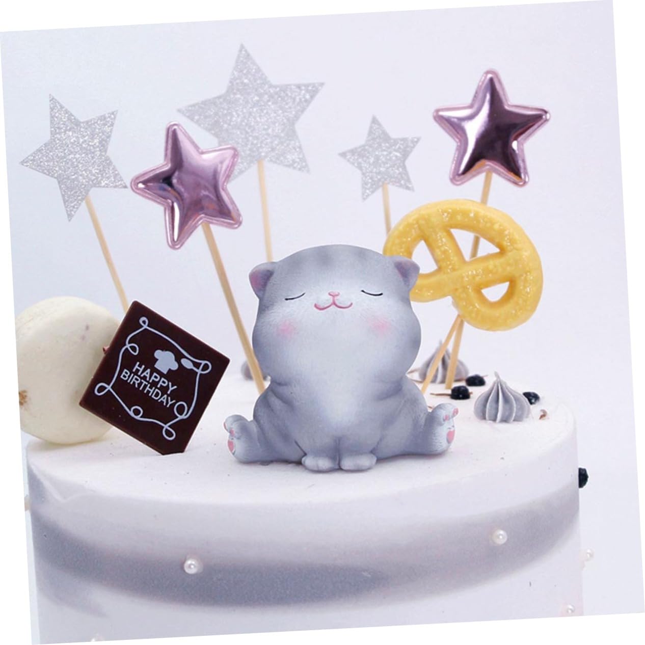 IMIKEYA Lot De 2 Décorations De Gâteaux en Forme De Chat Gris en Résine pour Mariage Dessert Table Fête À Domicile 5 Pièces X 2
