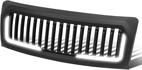 Auto Dynasty Parrilla de parachoques delantero con lamas verticales sin insignias con LED DRL compatible con Ford F-150 12 generación 09-14, negro