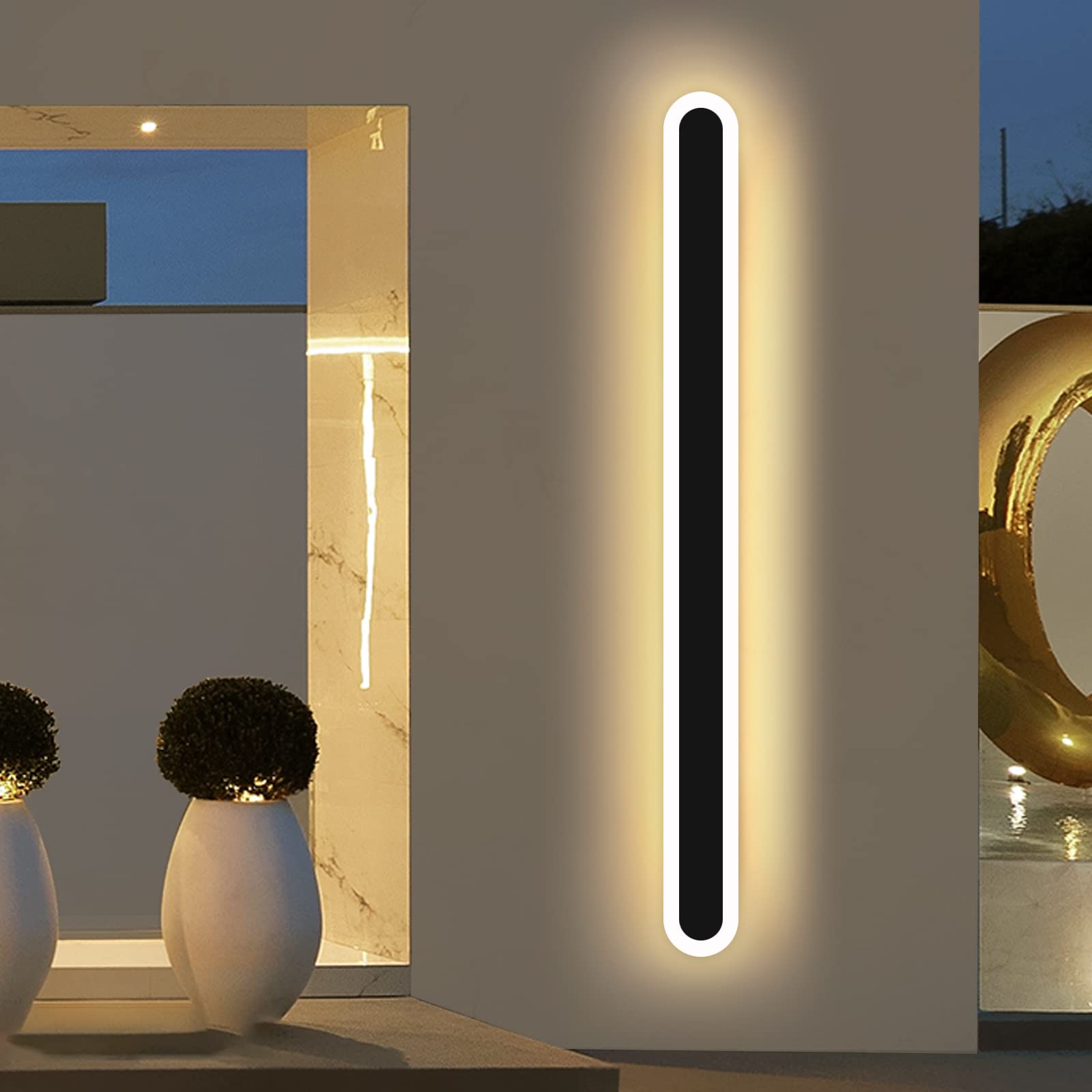 Mikeru 100CM Modern Outdoor Rainproof LED Wall Sconce, 35W Long LED Outside Light 3000k/4500k/6000k
