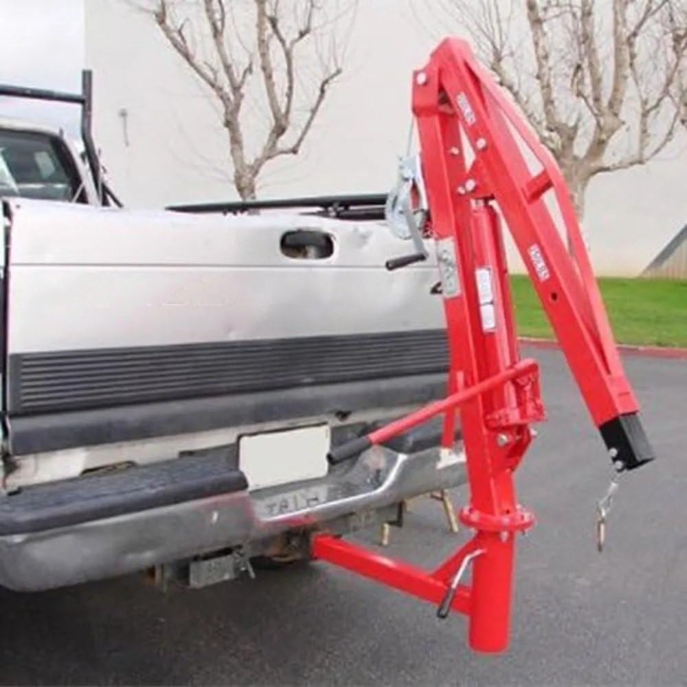 SDdPulse Herramienta de elevación grúas de elevación de 500 libras para camioneta pickup hidráulica PWC Dock Jib Engine Hoist Grúa Montaje de enganche de 5.1 cm Montaje de enganche Rojo Polipastos