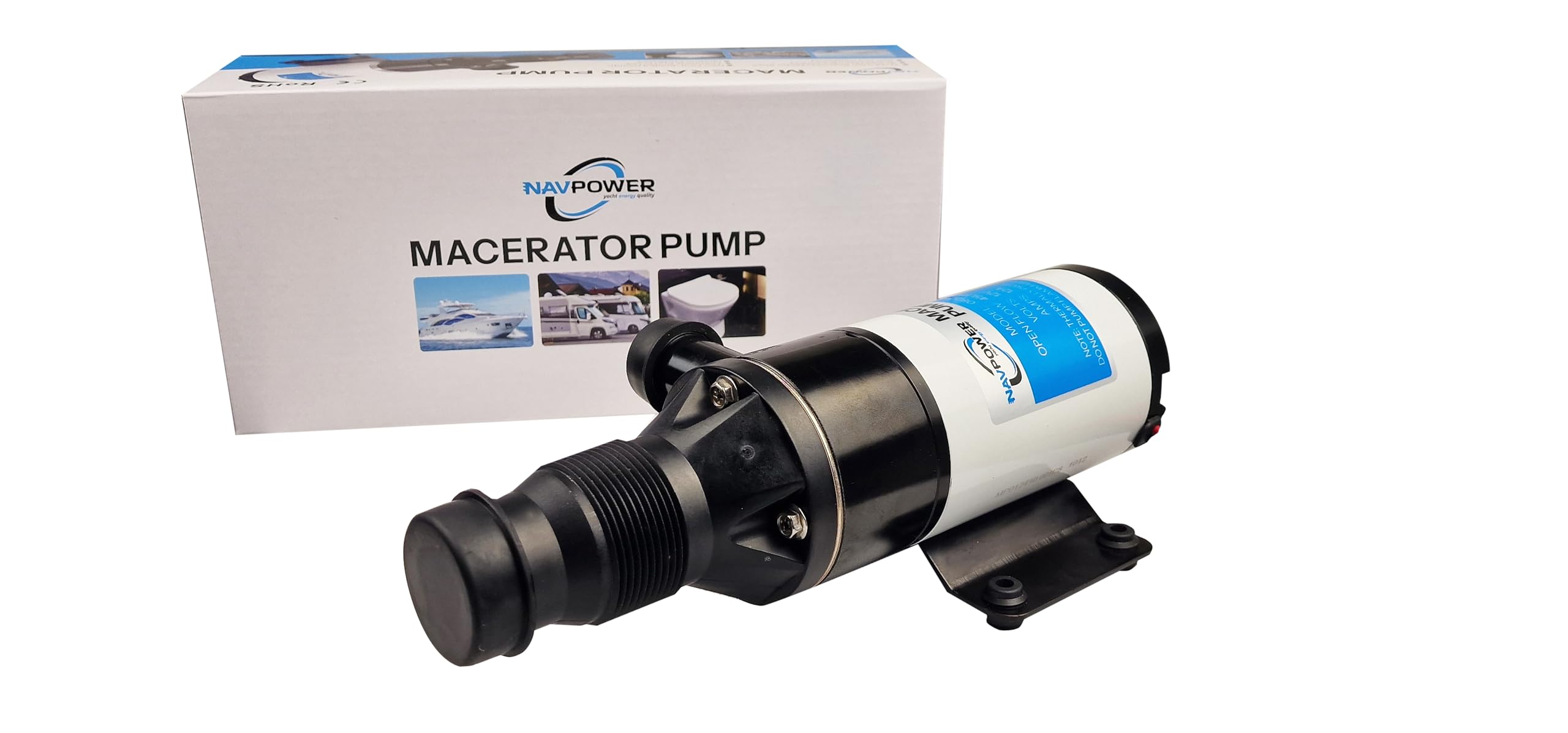 NAVPOWER Bomba Maceradora 12V para WC - Descarga rápida, trituración de residuos, ideal para embarcaciones, autocaravanas y aplicaciones marinas