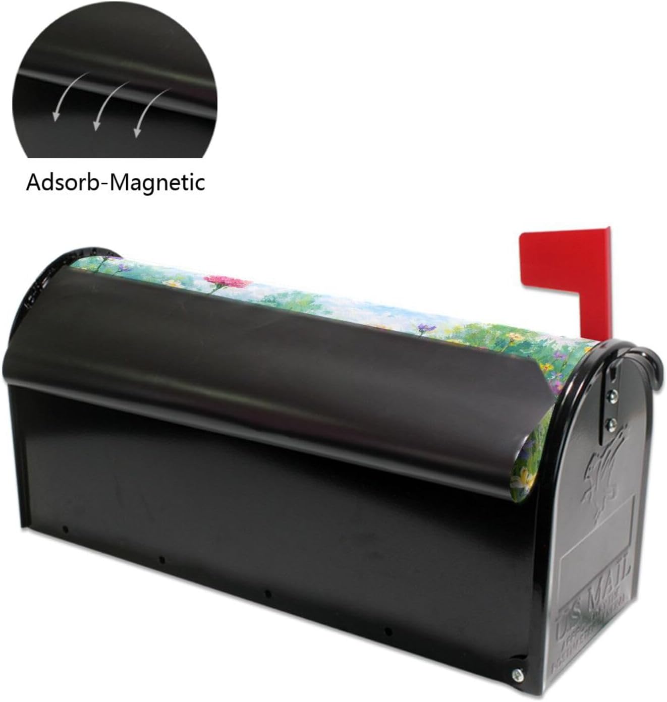 WOOR Wildflowers Spring Magnetic Mailbox Cover Oversized for Garden Yard Outdoor Decorations-25.5" x20.8