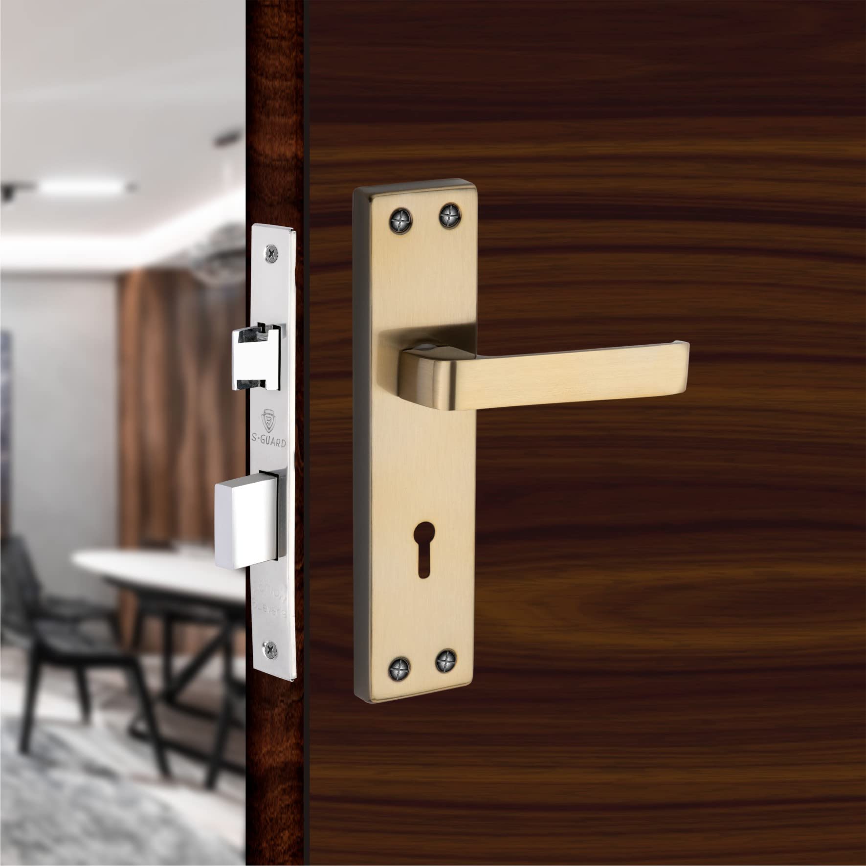 S-GUARD Heavy Duty Door Lock | Mortise Handle Lock for Main Gate| Bedroom | Main Door| Offices| Hotels, Vitara 7 inch,Gold Antique Finish, 65MM Double Turn Lock with 3 Keys (B0C2W9VM3T) Amazon Price History, Amazon Price Tracker
