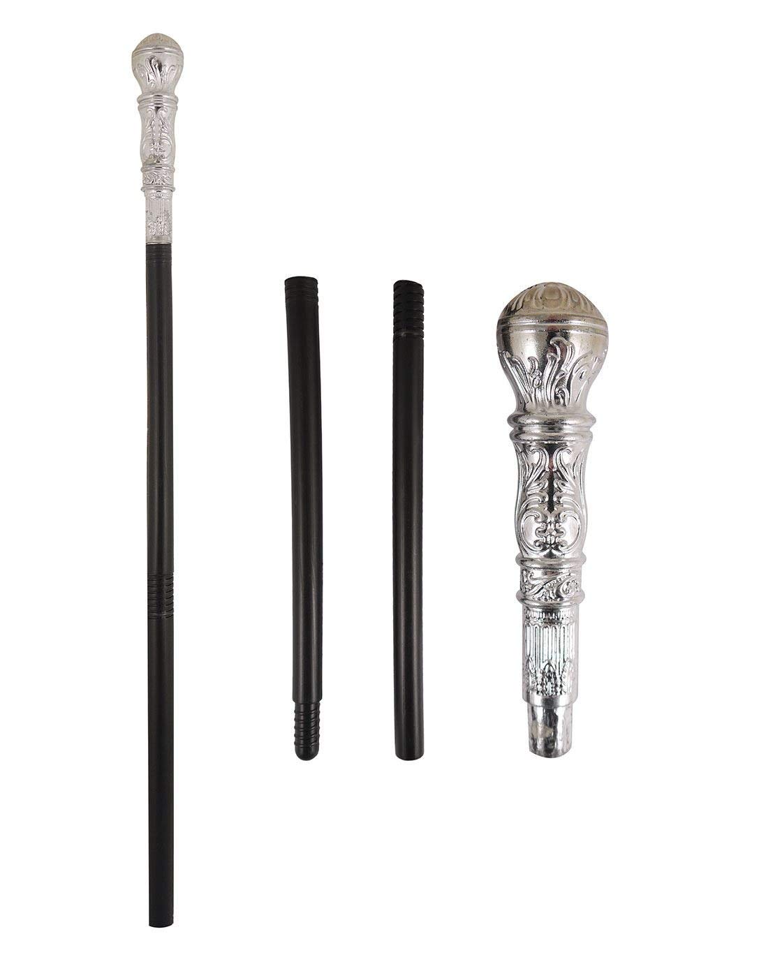 Islander Fashions Mens Stick Pimp, Snake Scepter Cane with Gold Top Novelty Party Accessory One Size (Silver Pimp Stick) One Size — image 1