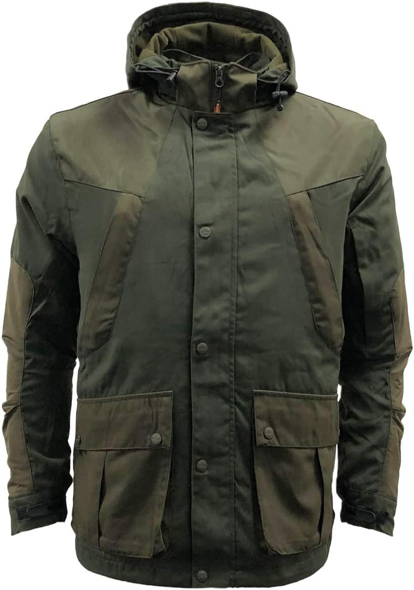 Mens Scope Waterproof Jacket | Multipocket Hooded Mesh Lined Hunters Green-3XL