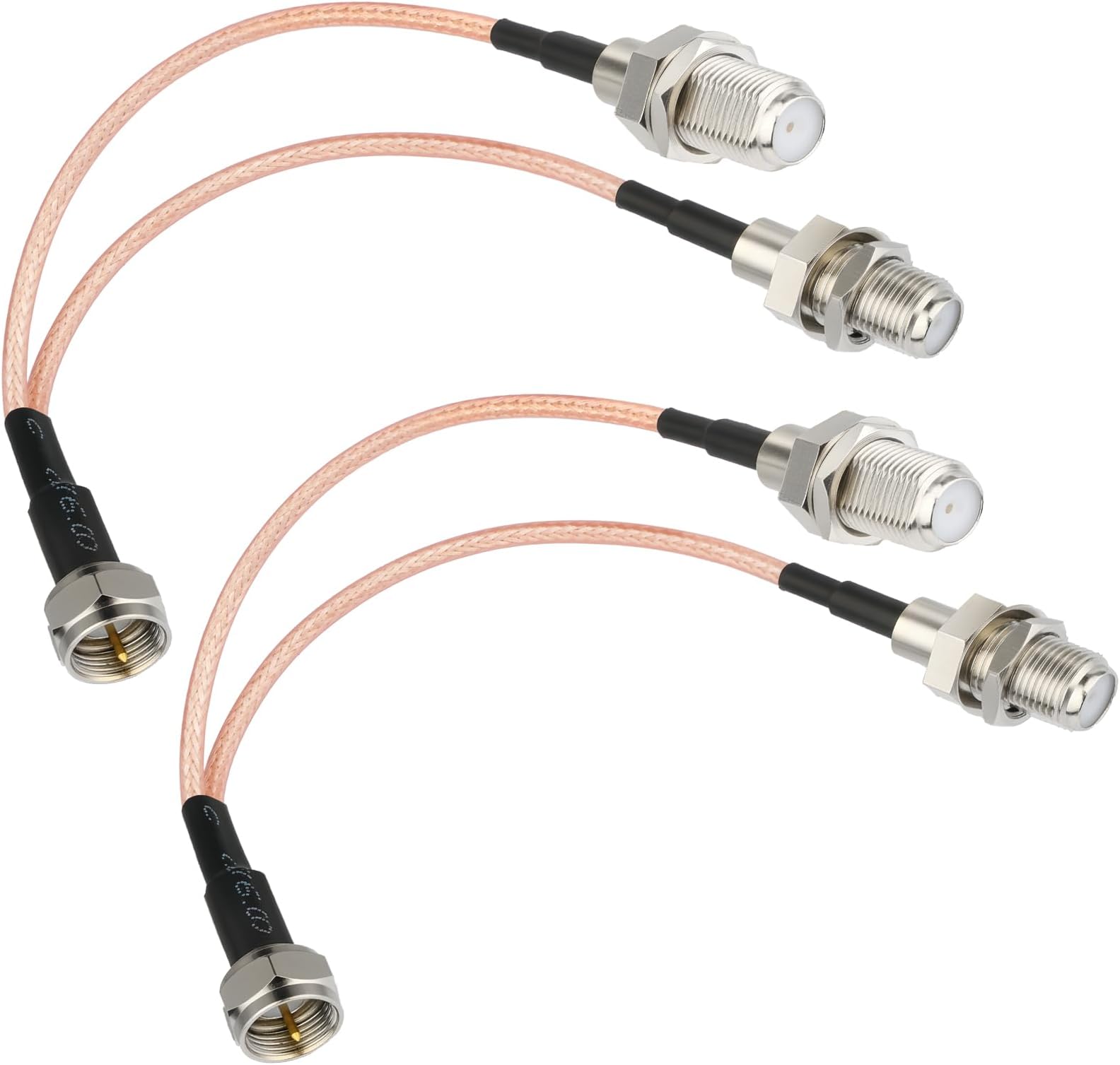 F-Type RG6 Splitter Coax Cable, 2 Pack 75Ohm TV Antenna 3 Way Splitter Combiner F Male to F Dual Female RG316 Coaxial Cable 6inch