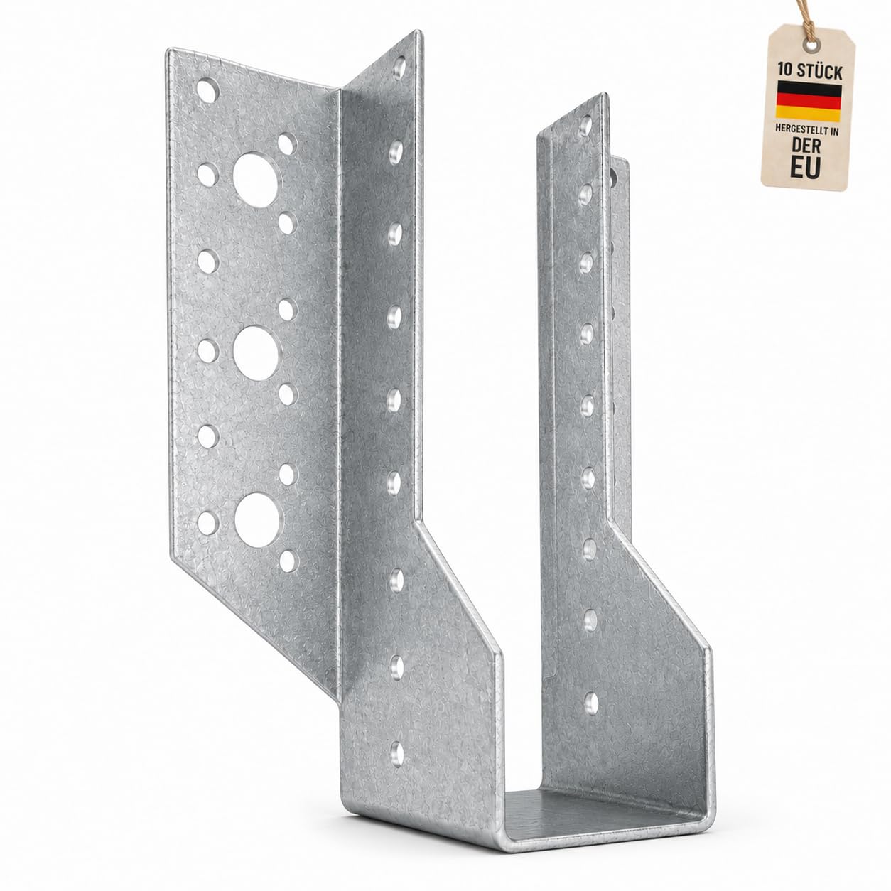 TORVON Joist Shoe Pack of 10 Hot-Dip Galvanised Bar Support Joist Connector Wooden Connector Support Holder Post Shoe for Carport Patio Pergola (155 x 70 x 2.0 mm)