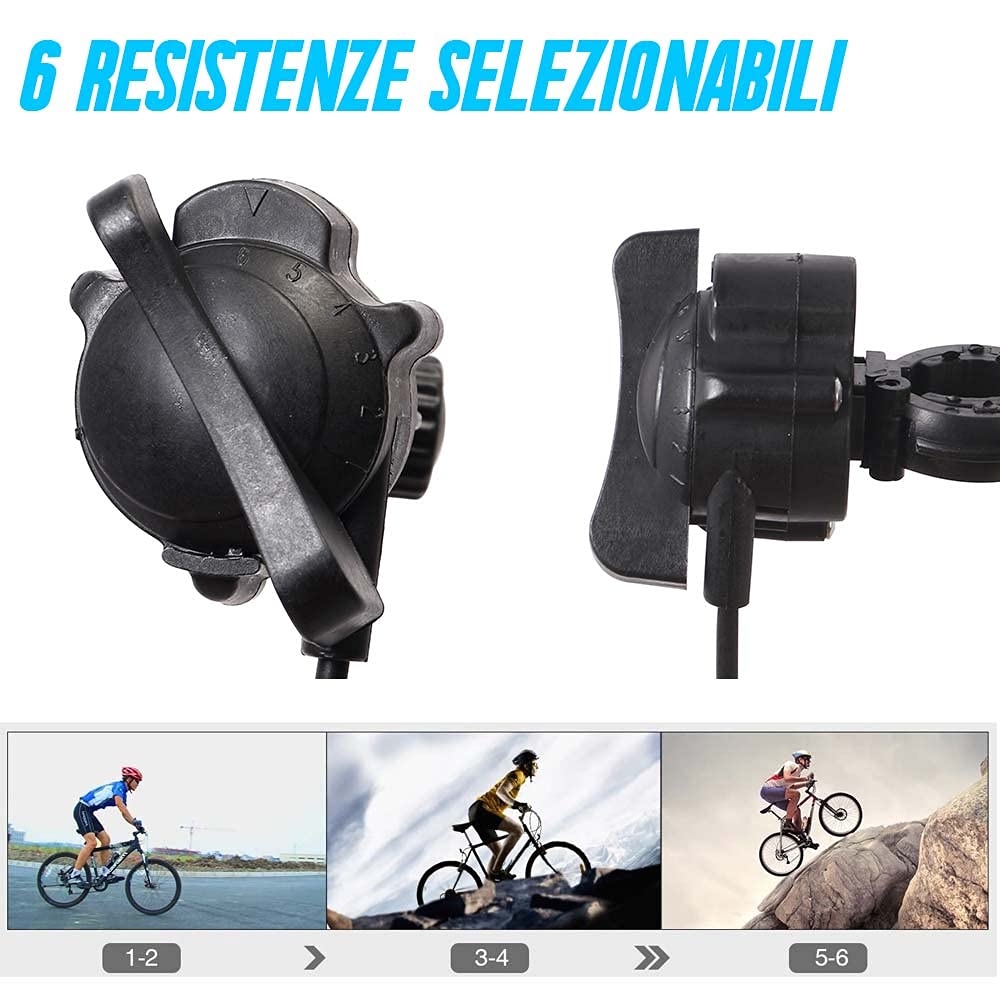 Bakaji Vélo Trainer Intérieur Support Rouleau Magnétique 6 Niveaux de Résistance Entraînement Cardio Fitness Montagne en Acier Pieds Réglable Structure Pliable