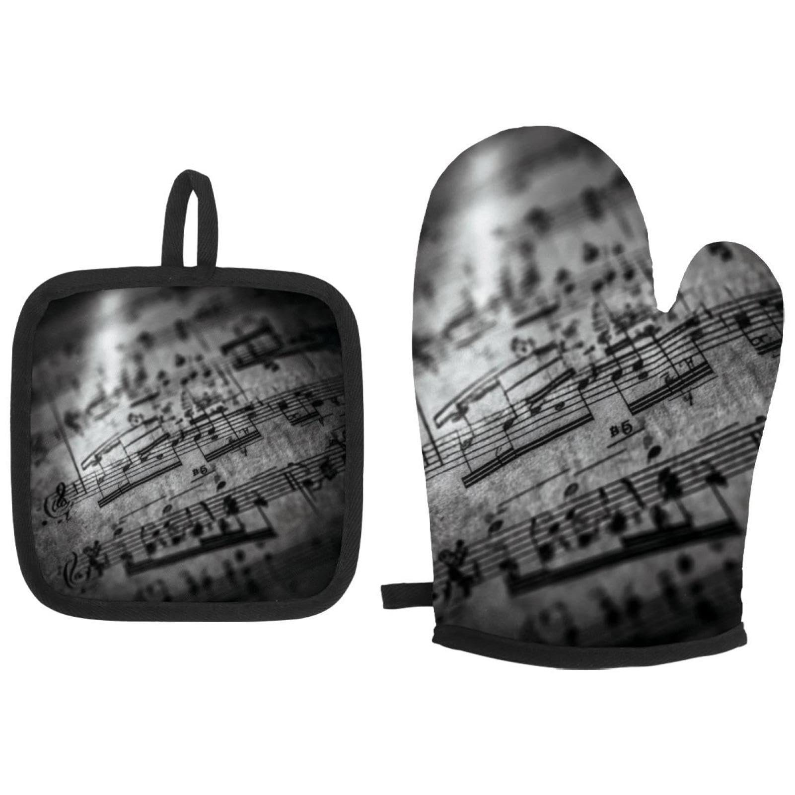 Gants de cuisine anti-chaleur antidérapants motif notes de musique