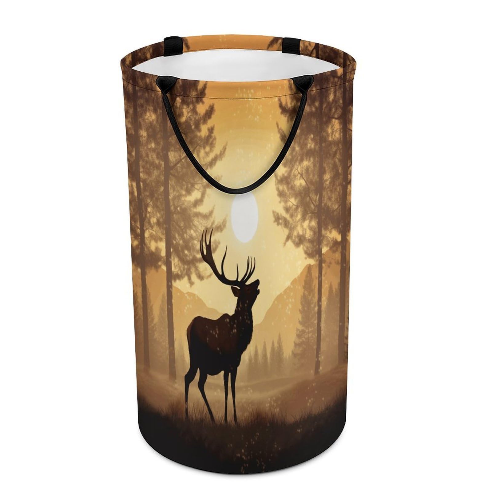 Elk Artwork Laundry Basket Large Foldable Laundry Hamper with Handles Freestanding Collapsible Clothes Basket Waterproof Portable Dirty Clothes Hamper for Bathroom 86L