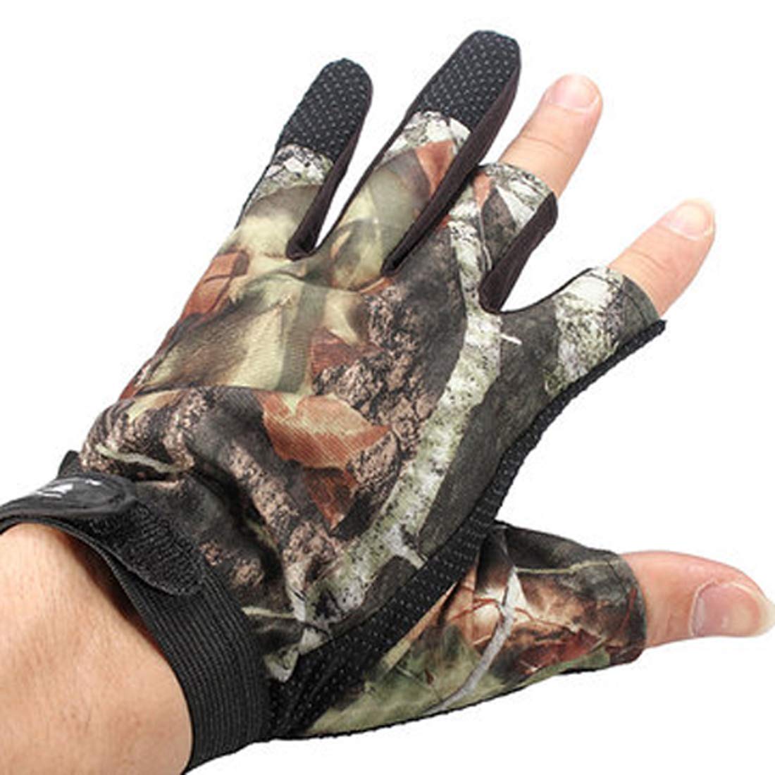 Nema 3-Cut Finger Anti Slip Camouflage Fishing Glove - Green - Pack of Two-picture-49