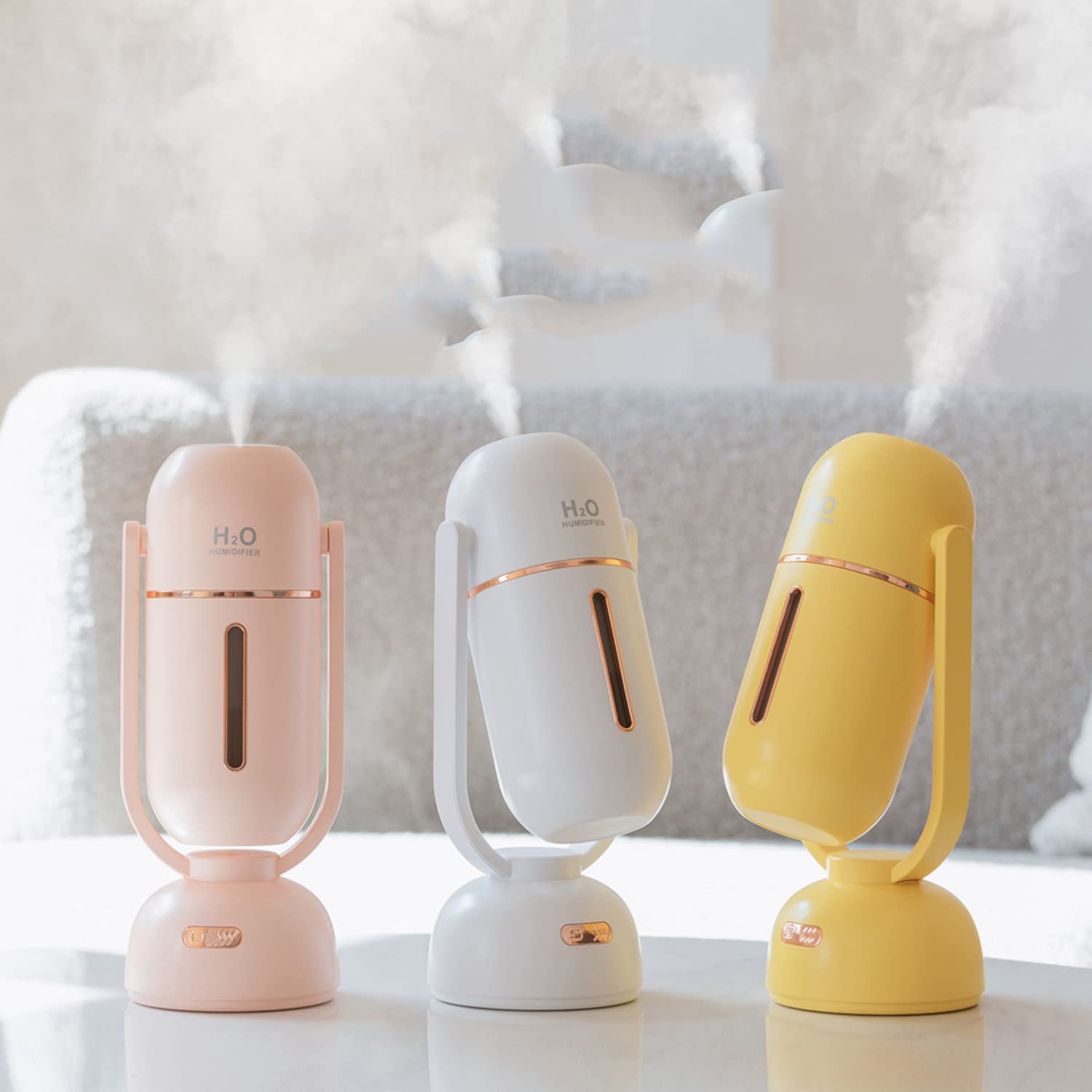 Nawilżacz - przenośny mini nawilżacz ze światłami LED, przenośne powietrze USB Ultra cichy, odpowiedni dla dzieci, wnętrz, sypialni, biura, samochodu (różowy)