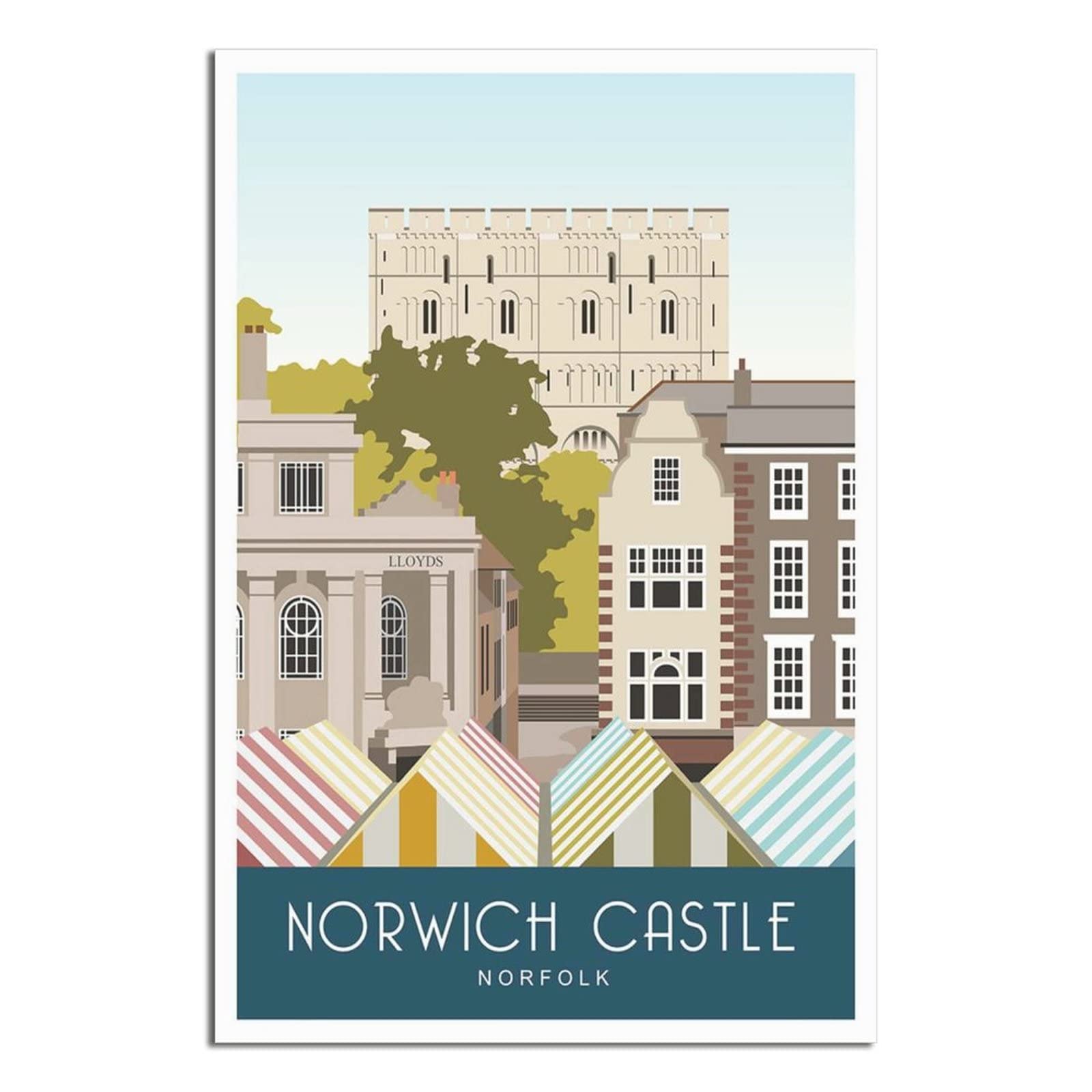 UEJD Vintage Norwich Castle Market Norfolk Travel Poster Decorative Posters Modern Bedroom Canvas Art Poster Picture Painting Posters Wall Decor Art Gift