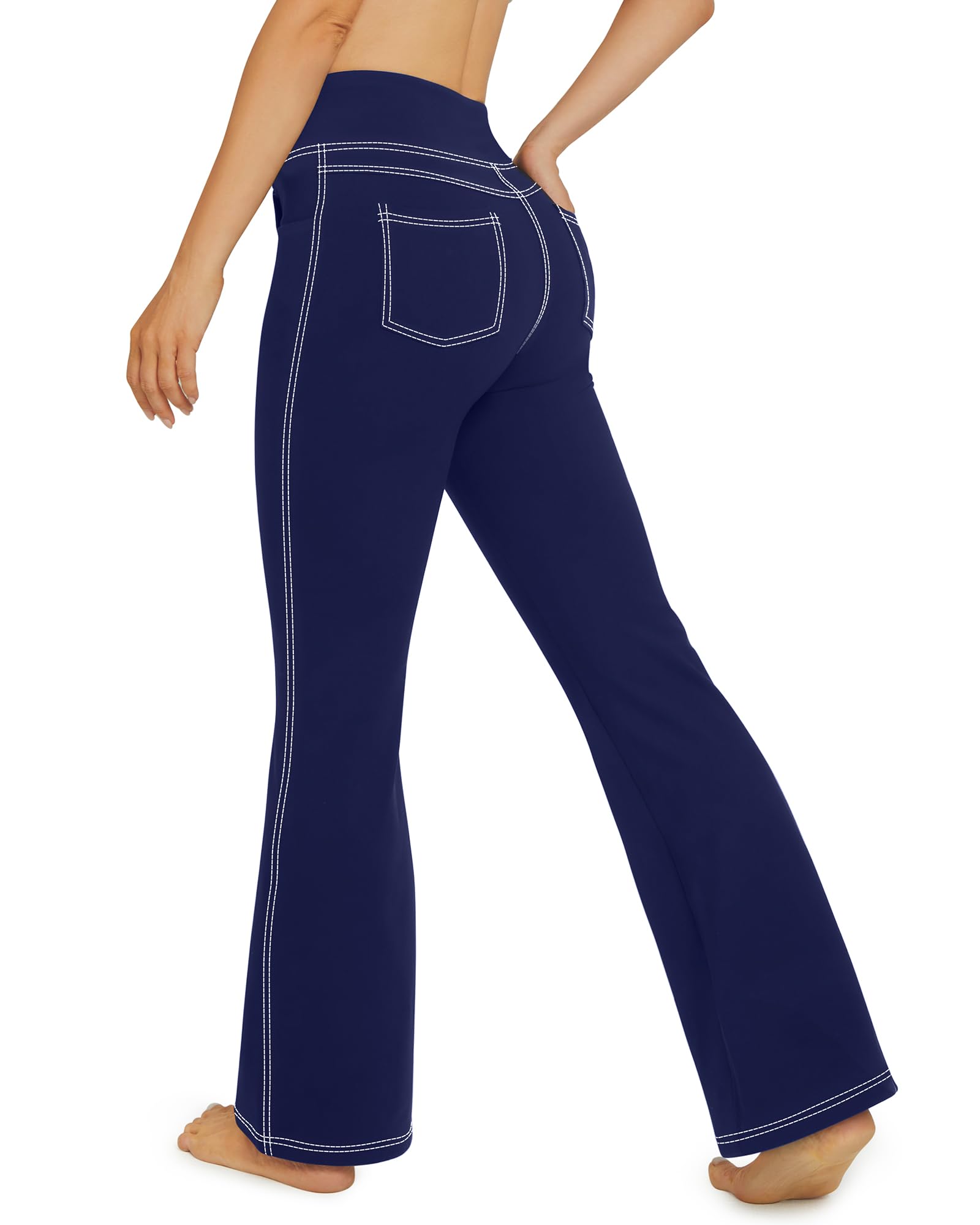 G4Free Pantaloni di Donna con Tasche a Vita Alta Bootcut Jeans Stile Elastico Sportivi Pantaloni Abito Casuale da Allenamento Piccola/Normale/Alta