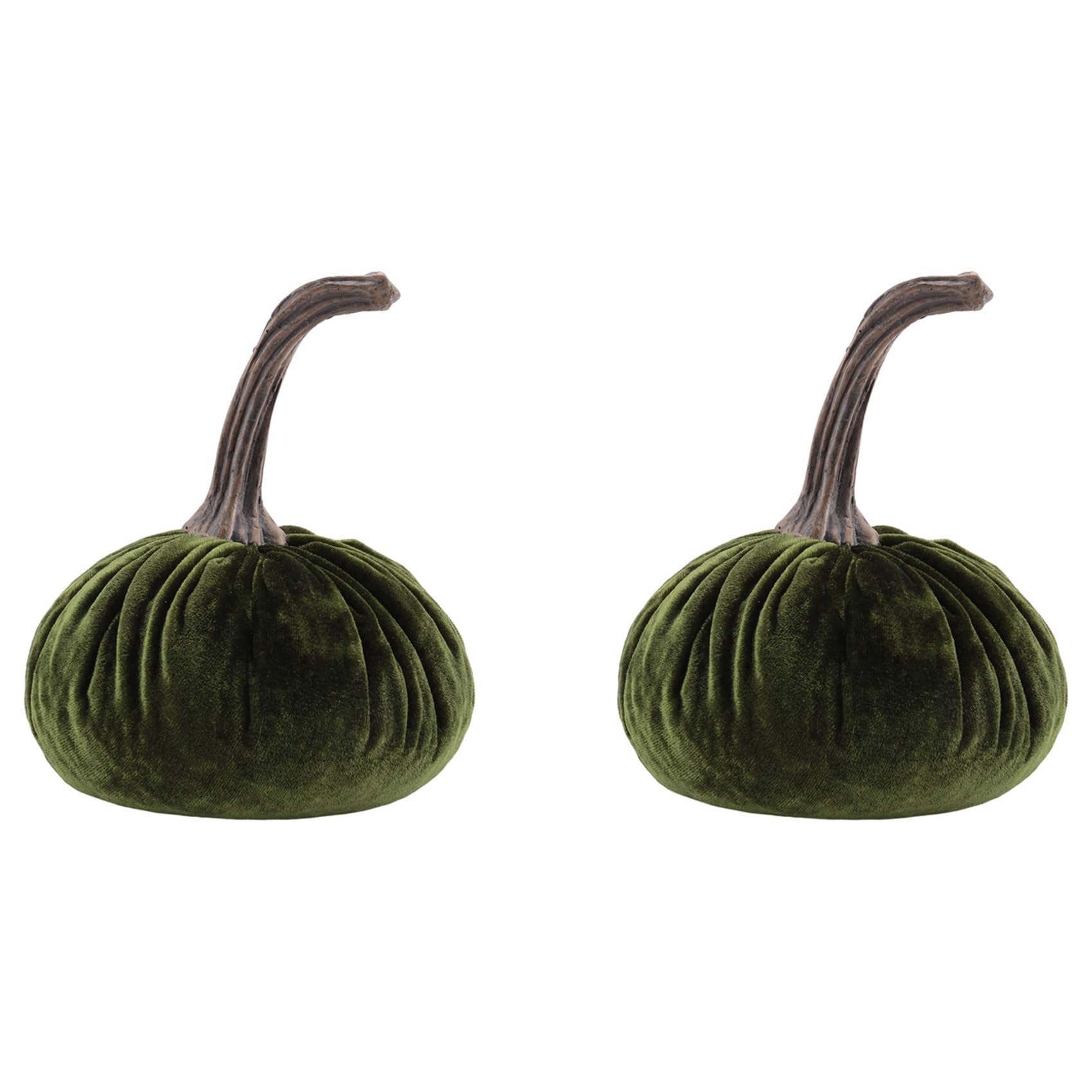 Hndhbfgrt 2X Large Velvet Pumpkins for Decorating,Handmade Artificial Harvest Pumpkins,Fall Halloween Thanksgiving Home(Green)