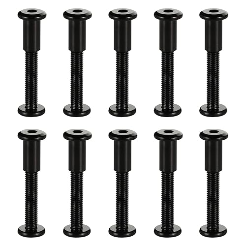 Miniatura 1 de Tornillos para muebles M6 x 1.575 in con tuercas de barril para muebles, cunas, camas, cunas y sillas, acero al carbono, óxido negro, 10 juegos