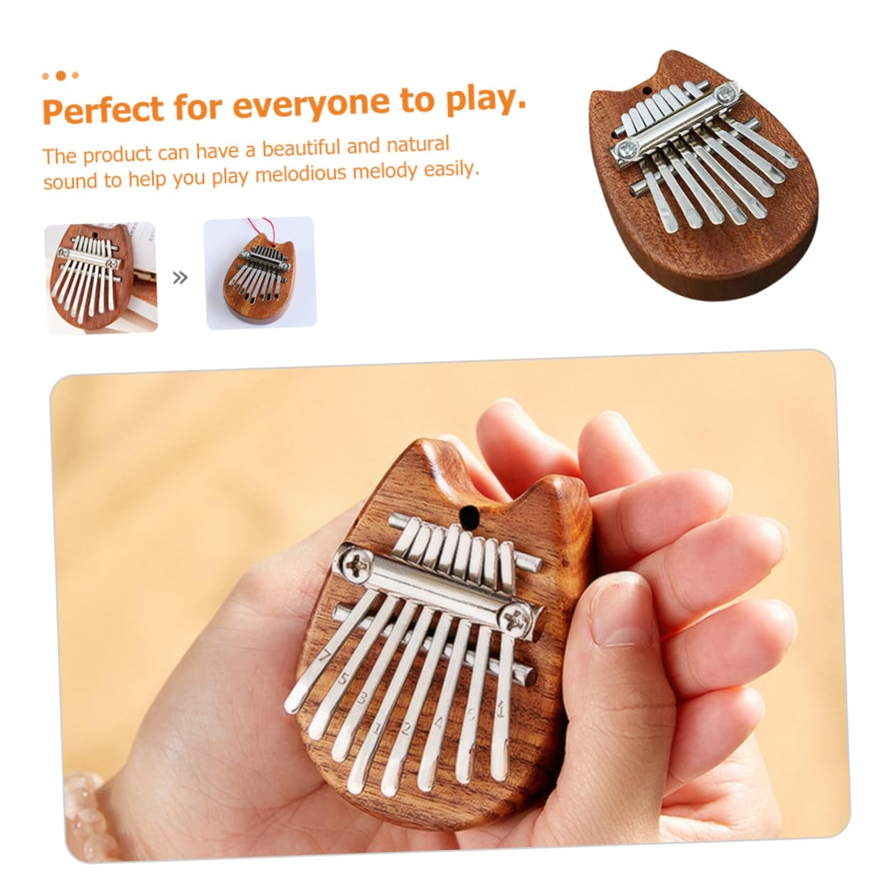 Hemobllo Kalimba in Legno Mini 8 Tasti Facile da Suonare Leggero Portatile Strumento Musicale per Principianti e Regali a Genitori