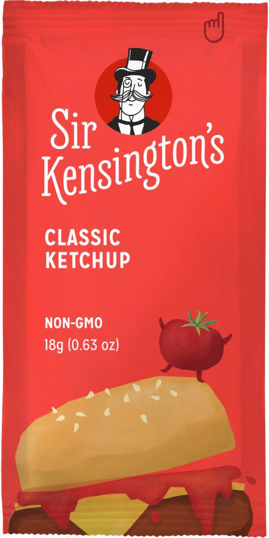 Sir Kensington's Classic Ketchup, Non-GMO, No Artificial Colors, No Artificial Flavors, Soy Free, Gluten Free, Vegan, 18g, Pack of 600
