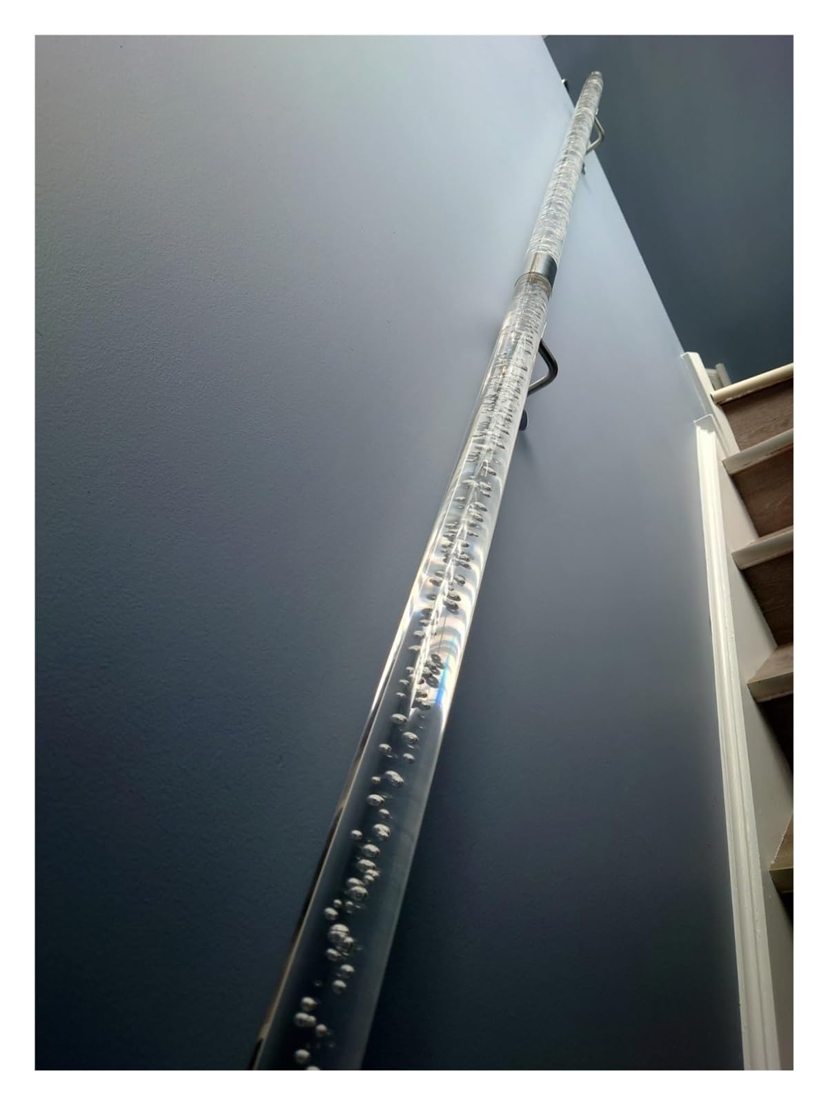 Vividcrate Silver Modern Clear Acrylic Crystal Handrail For Indoor Stairs - Customizable Lengths(,200Cm)