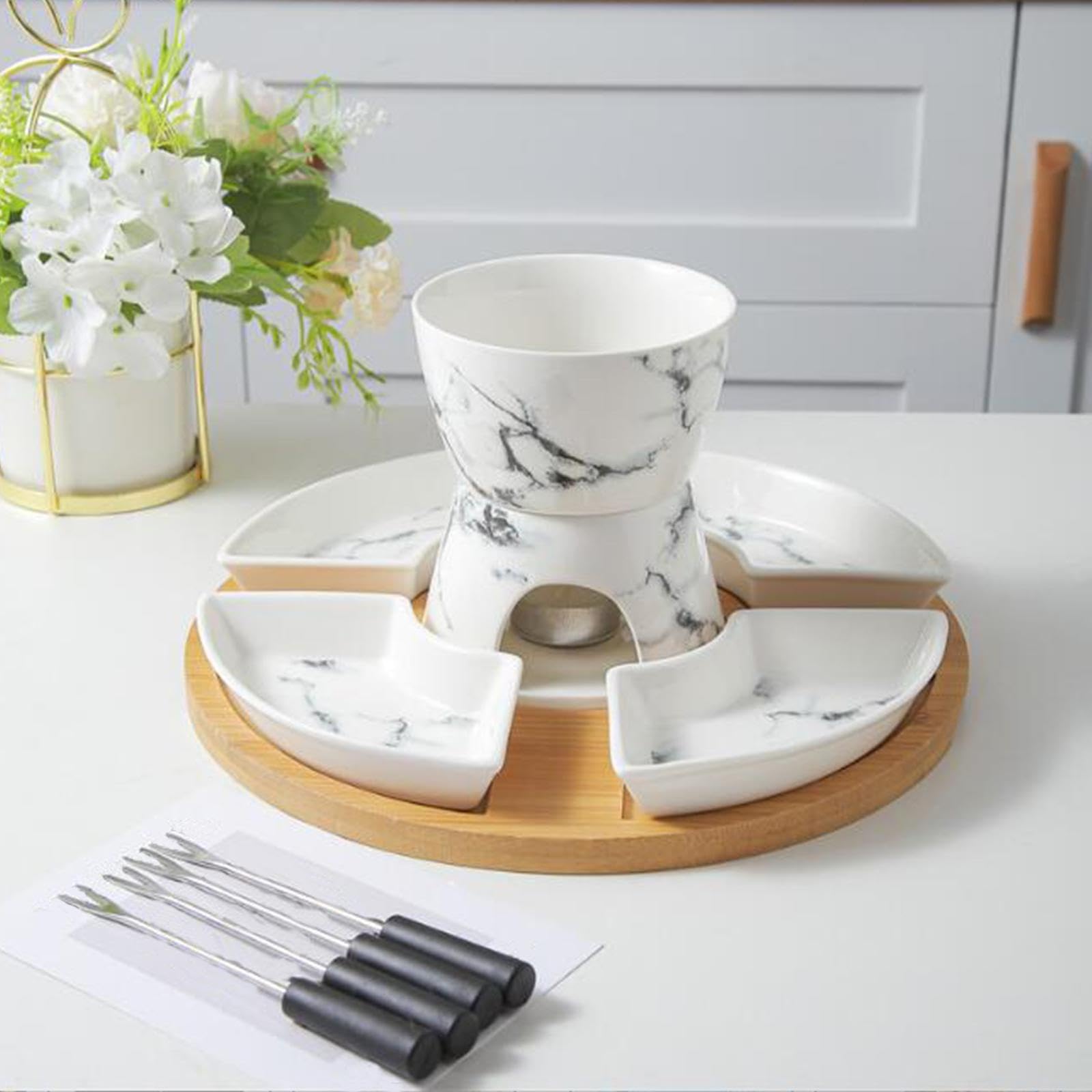 Keramik Butterwärmer, Schokoladenfonduetopf, Geschenk für Fondue Liebhaber zum Schmelzen von Schokolade und Käse, glatte Oberfläche, leicht zu