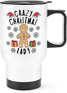 Crazy Christmas Lady Snowflakes Travel Mug Cup with Handle