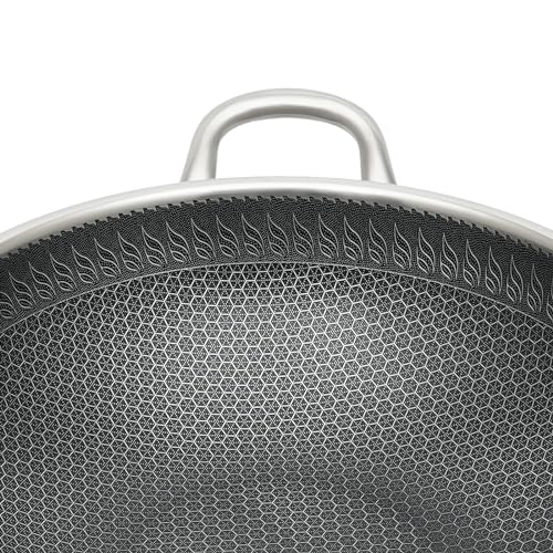 Wok de acero inoxidable con textura panal 34 cm miniatura 5
