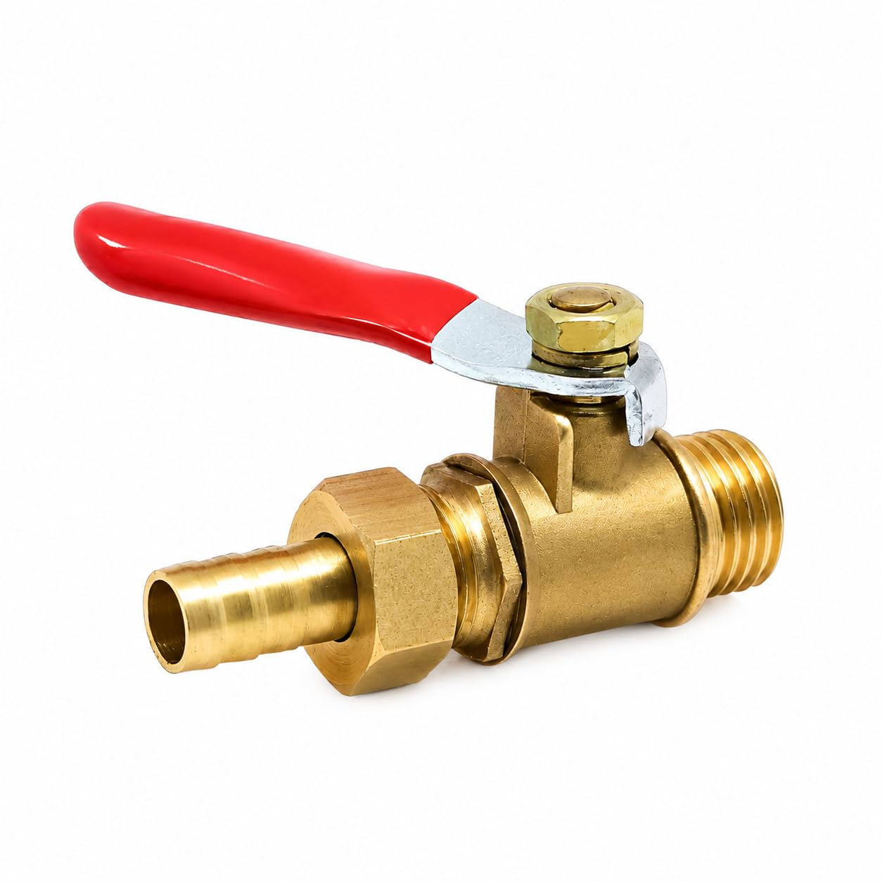 Oil Free Air Compressor Gate Valve 1/4 Inch Brass | Red Lever Handle, Hose Barb Fitting, Male Thread End, Flow Control Valve, Corrosion Resistant-image-45