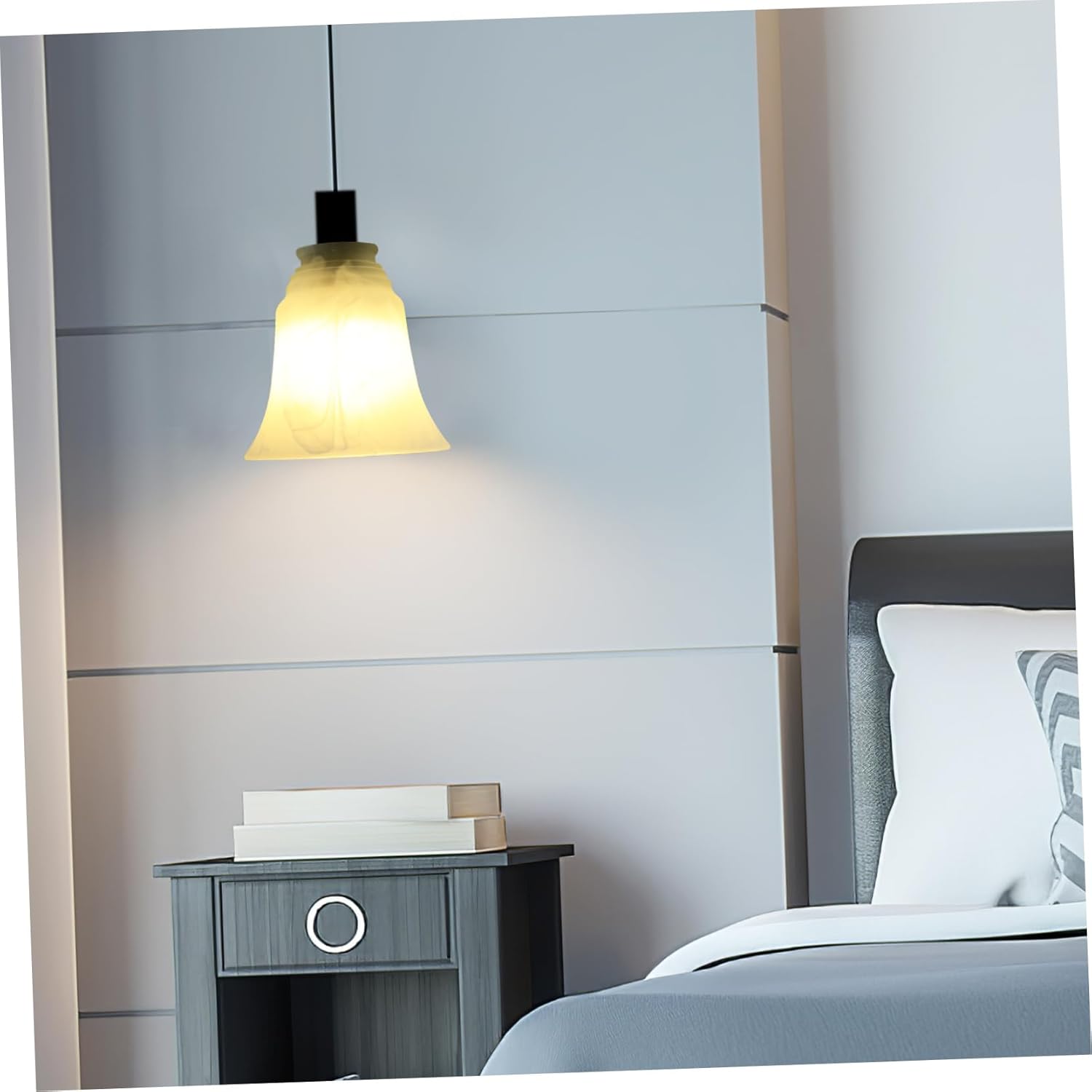 4pcs Frosted Glass Ceiling Light Shade Boho Style Living Room Light Fixture Soft Lighting Easy Install