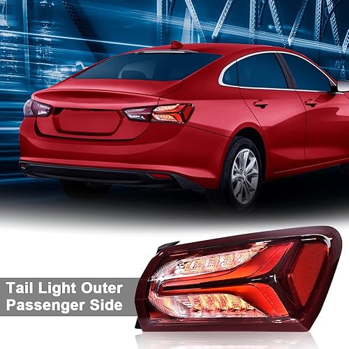 Miniatura 9 de G-PLUS Lámpara de luz trasera LED compatible con Chevy Malibu 2019 2020 2021 2022 exterior derecha derecha lateral del pasajero, luces traseras,