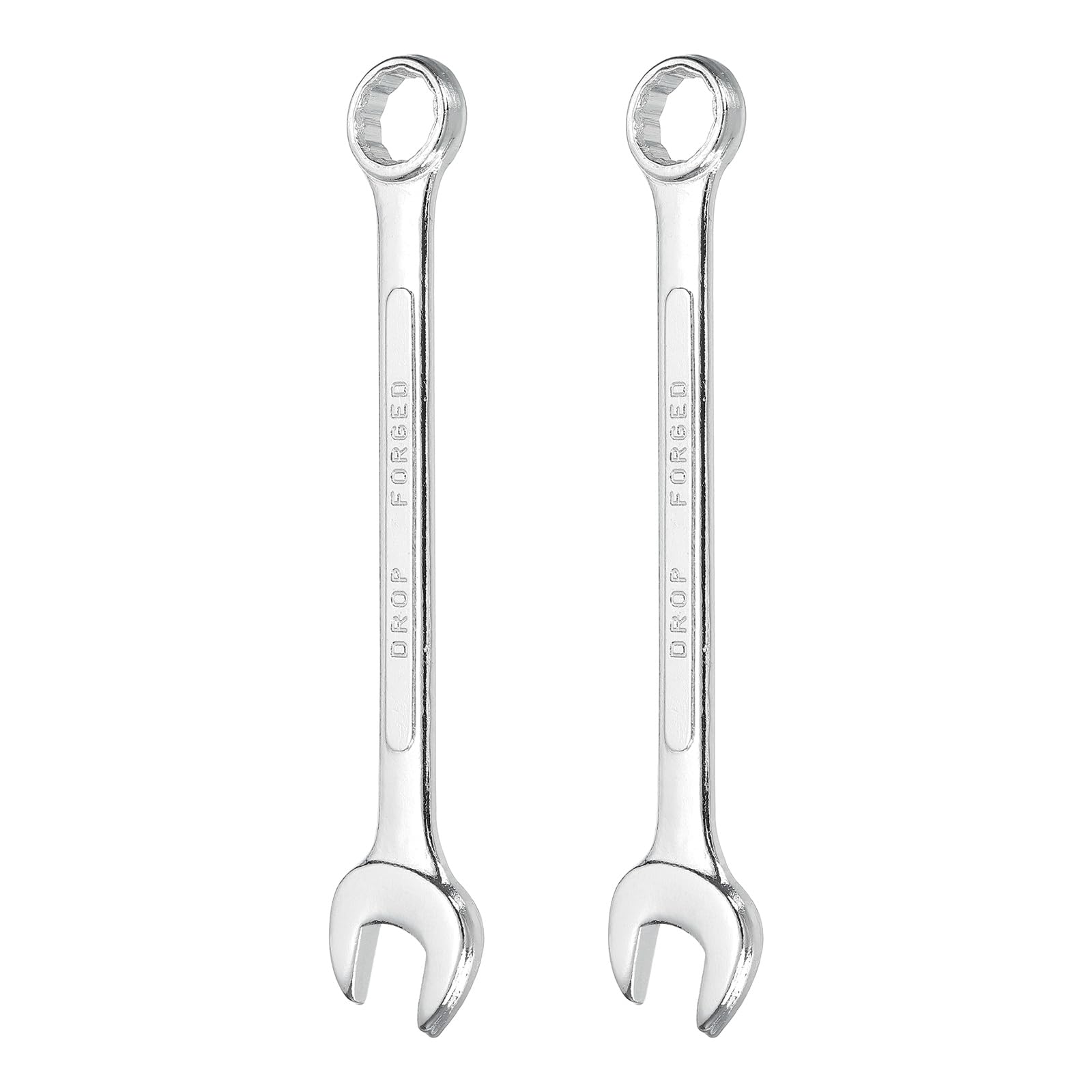 sourcing map 2Pcs Combination Wrench 17mm Metric 12-Point Box and Open End Zinc Plated Steel Double Ended Spanner Tool for Automotive Pipe Furniture Machinery DIY Repair, Silver White