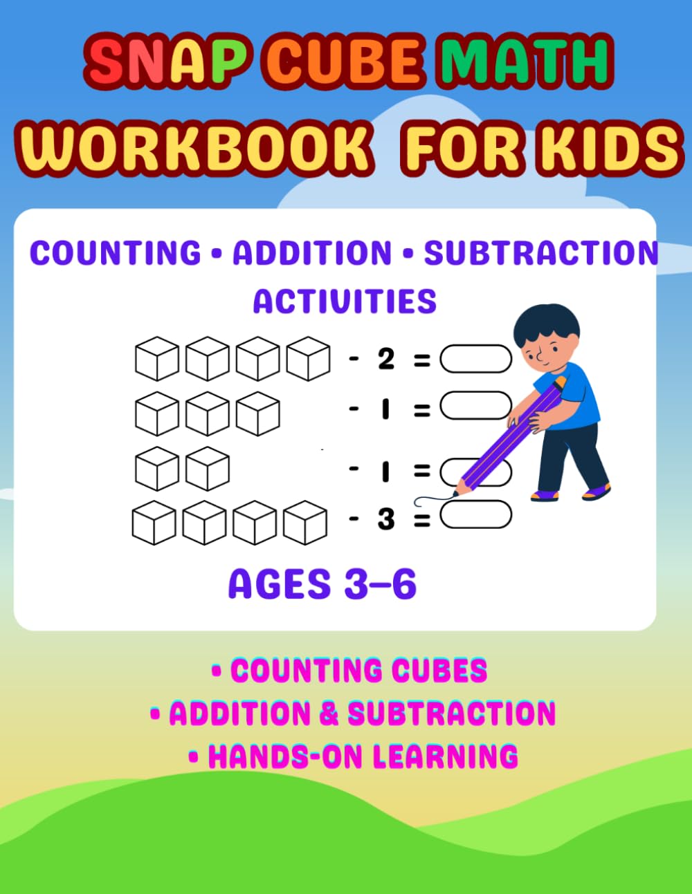Snap Cube Math Workbook for Kids: Counting, Addition, Subtraction & Multiplication Activities | Stack and Match Cube Towers | Preschool & Kindergarten Math Practice