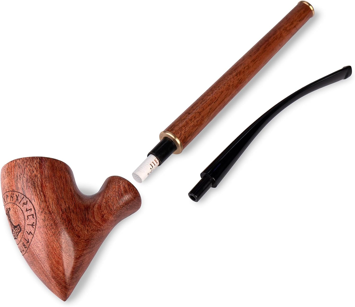 13.2" Long tobacco smoking pipe CHURCHWARDEN | pipes - (33cm) Mjolnir - Thor's Hammer engraving | for 9mm Filter | Velvet pouch gift