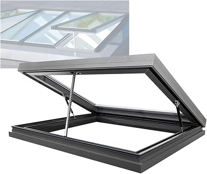 Skylights Roof Windows, Rain-Sensing Skylight Door for Sun Room, Basement Stairway Garage Double Tempered Glass Attic Viewing Window80x85cm/31.5x33.5in