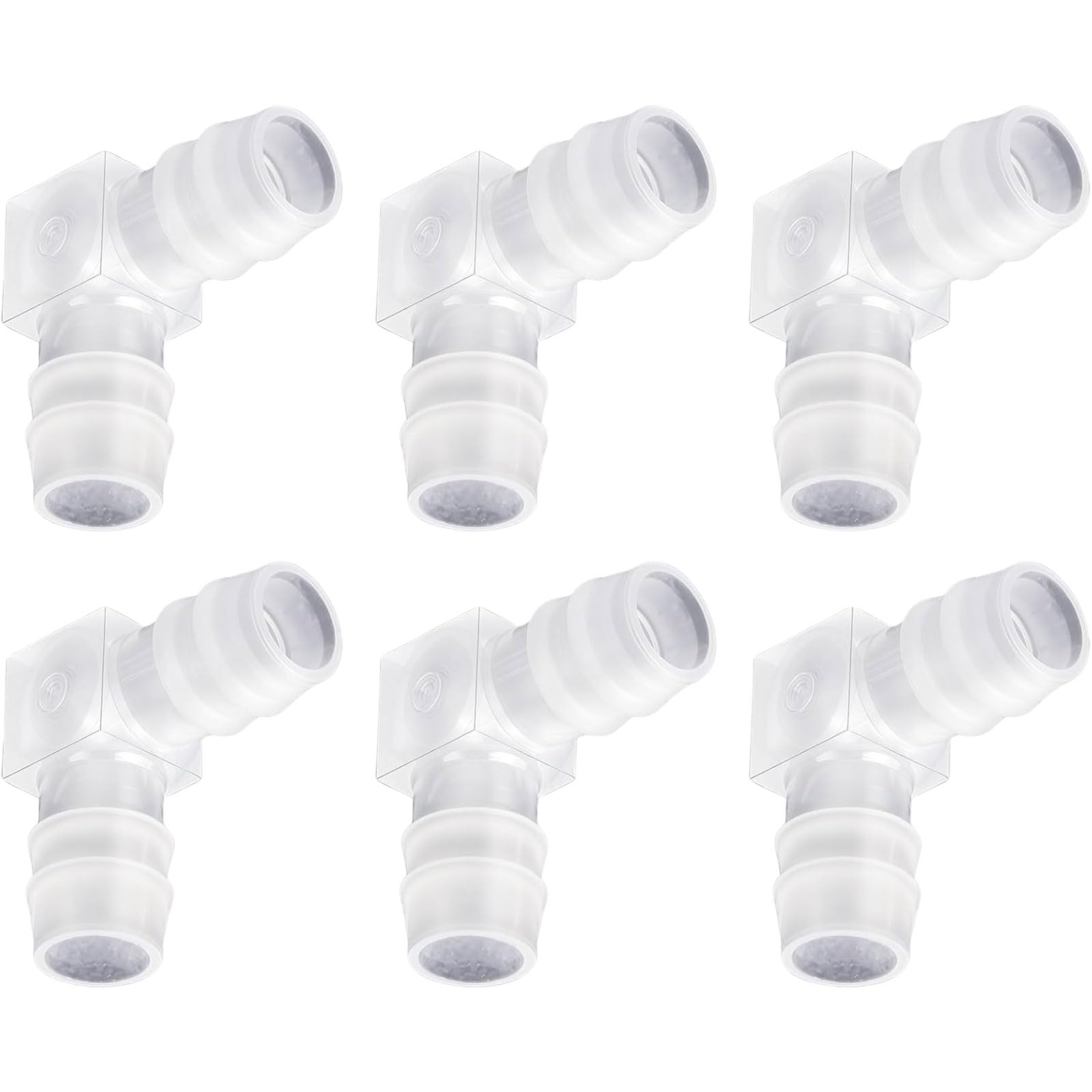 6Pcs 1 / 2inch Hose 2 Way Equal Barbed Joint Splicer Mender Union Adapter 90 Degree Elbow L Fittings Irrigation Pipe Fittings for Aquarium Fish Tanks