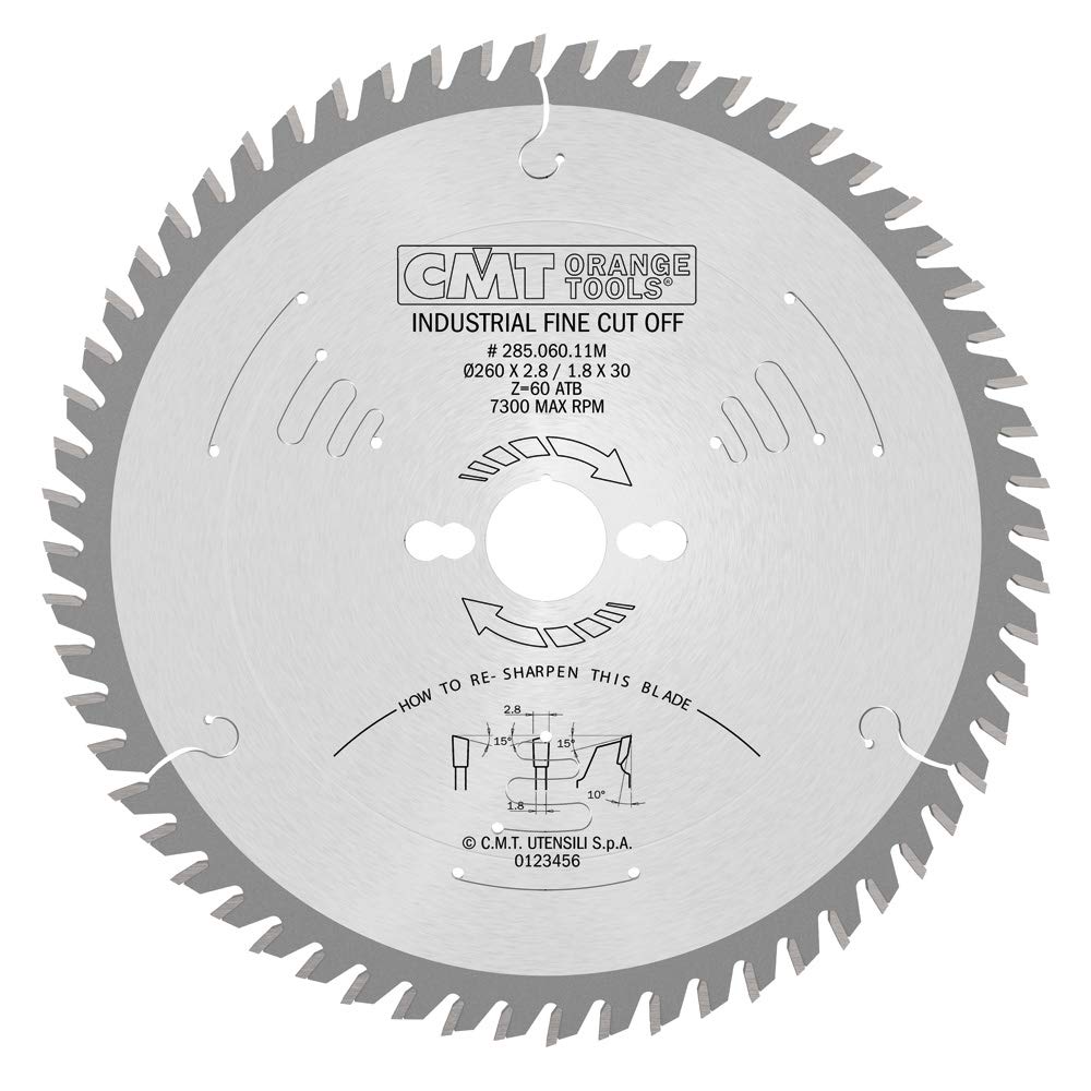 CMT ORANGE TOOLS 285.060.11M Sierra Circular 260X2.8X30 Z 60 Atb 10 Grados