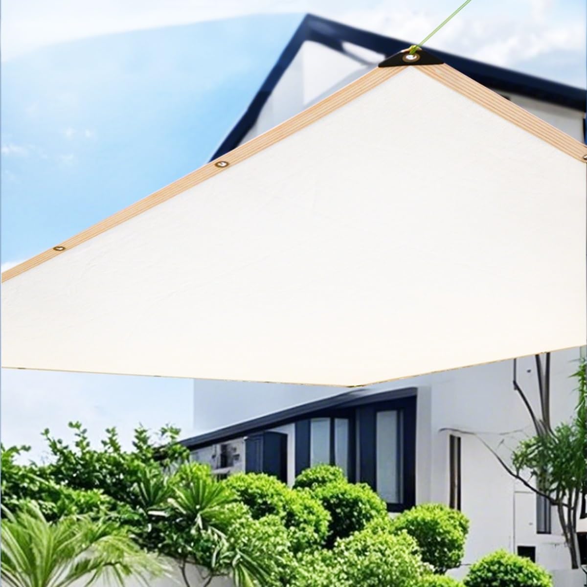 Heavy Du Gewebeplane mit Ösen für Garten, Gewächshaus, Scheunen, Zwinger, Terrasse, Sonnencreme und Frostschutzmittel, 80 % Weiß (13 x 14 m)