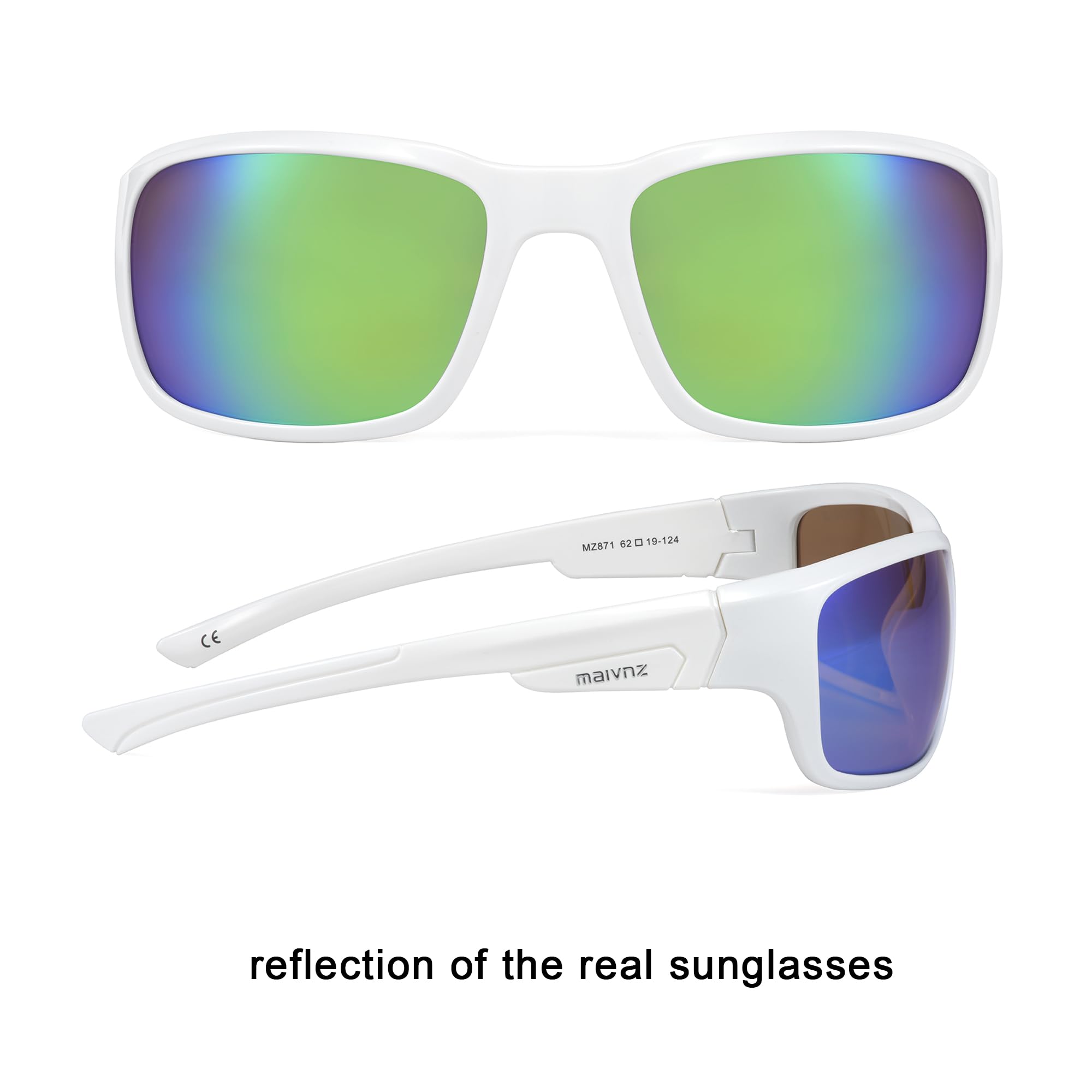 maivnz Revo męskie okulary przeciwsłoneczne z polaryzacją, pływające okulary przeciwsłoneczne, wędkarstwo, surfing, kajakarstwo, ochrona UV400, okulary przeciwsłoneczne, do sportów wodnych, białe