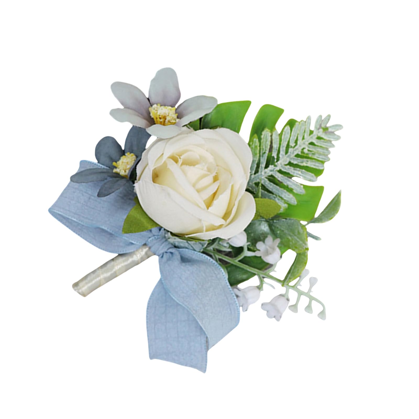 alloneslife Artificial Flower Boutonniere Wedding Corsage for Bride Bridesmaid Groom Groomsmen Formal Meeting Ceremony Chest Flower Artificial Silk