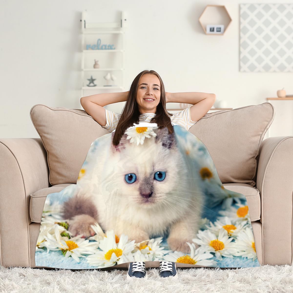 Coperta Fuzzy In Microfibra 350 G/m² - Ultra Morbida 127x101,6 Cm, Per Divano, Letto, Bambini E Gatti