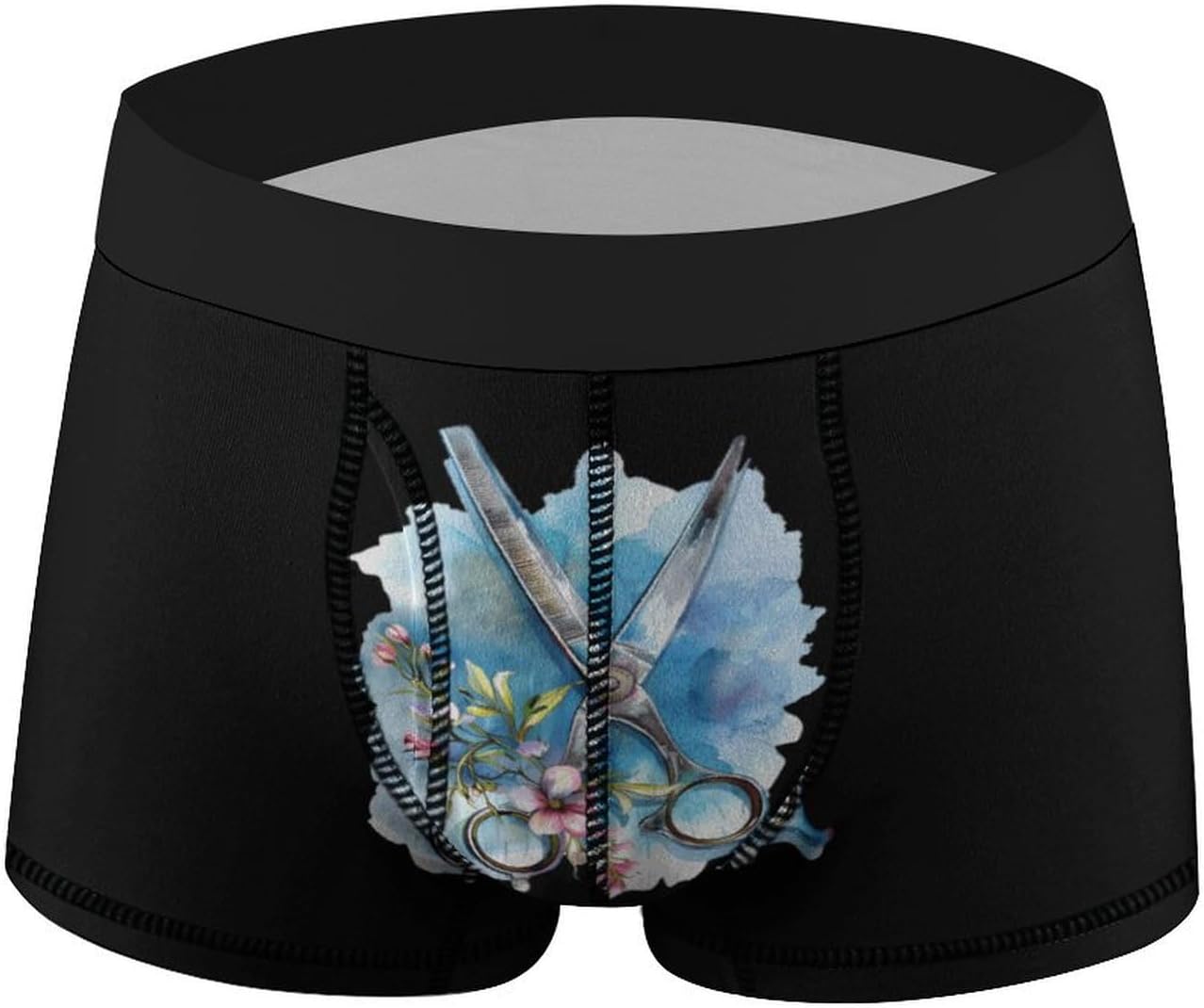Haircut Flowers Watercolor Novelty Men's Trunks Soft Breathable Underwear Patterned Stretch Briefs