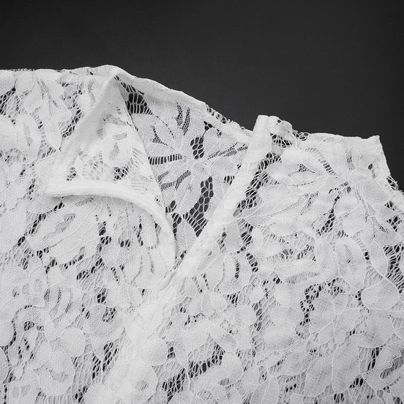 Womens Sexy Lace Jumpsuit See Through Long Sleeve Romper Stretchy Hollow Out Bodycon One Piece Party Outfit Clubwear - Image 8