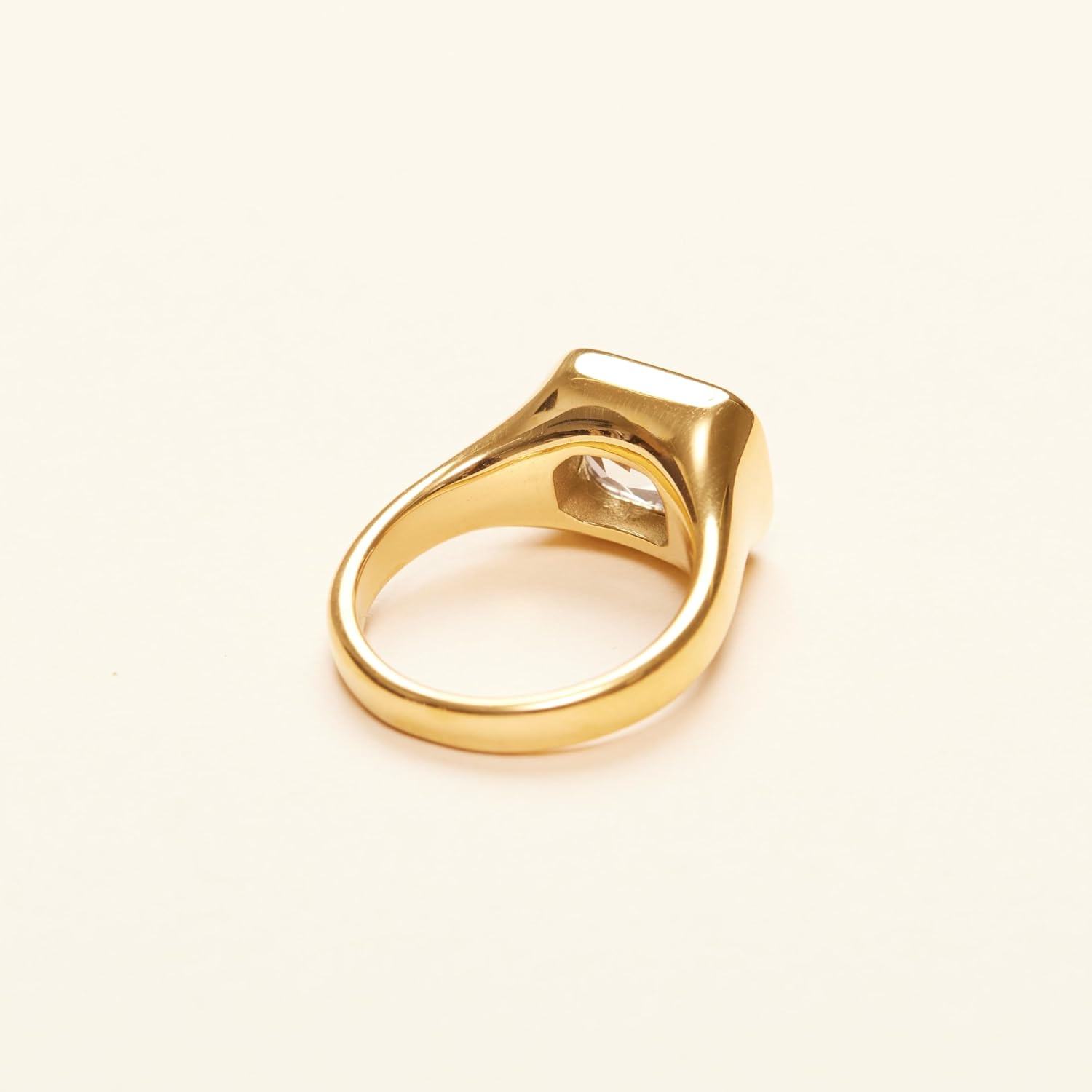Shapes Studio 18K Gold Plated Titanium Smiley Signet Ring, Stackable Ring for women & men
