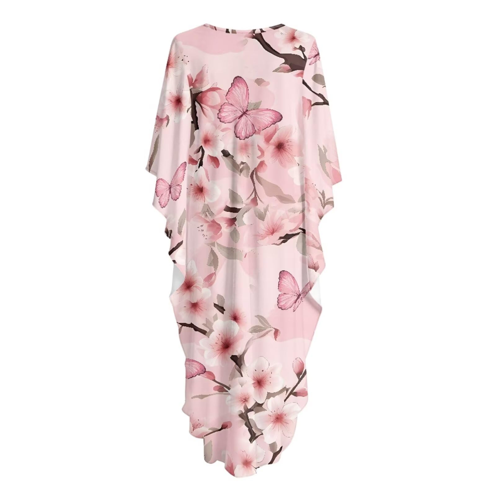 Poceacles Damska sukienka kaftan plus size strój kąpielowy okrycie kąpielowe rękaw nietoperz letnia długa kawiarniana plażowa okrycie maxi sukienka