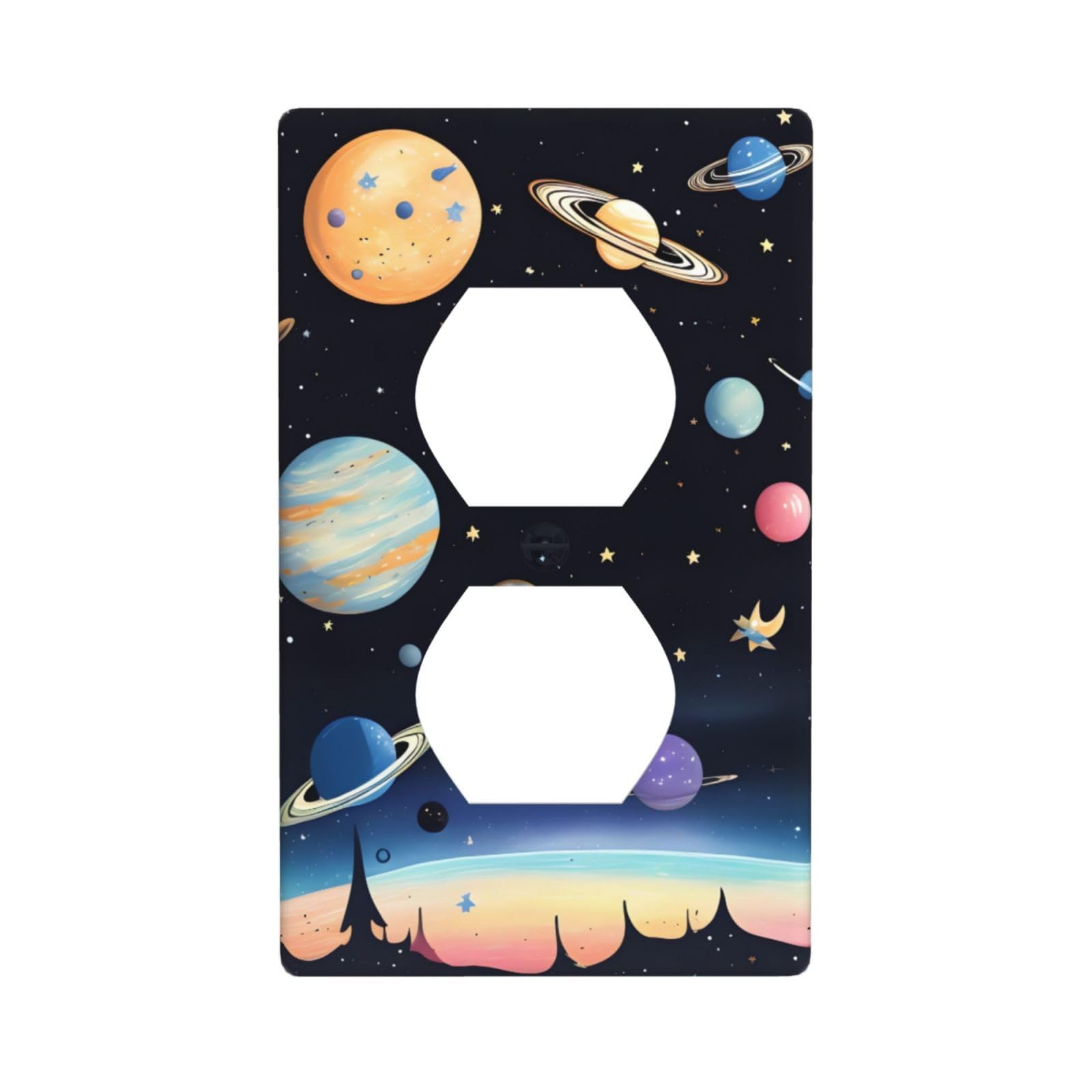 Saturn Jupiter Earth Decorative Switch Plate Cover-Unbreakable Polycarbonate Wall Plate for Home Office, 1 Gang with Screws