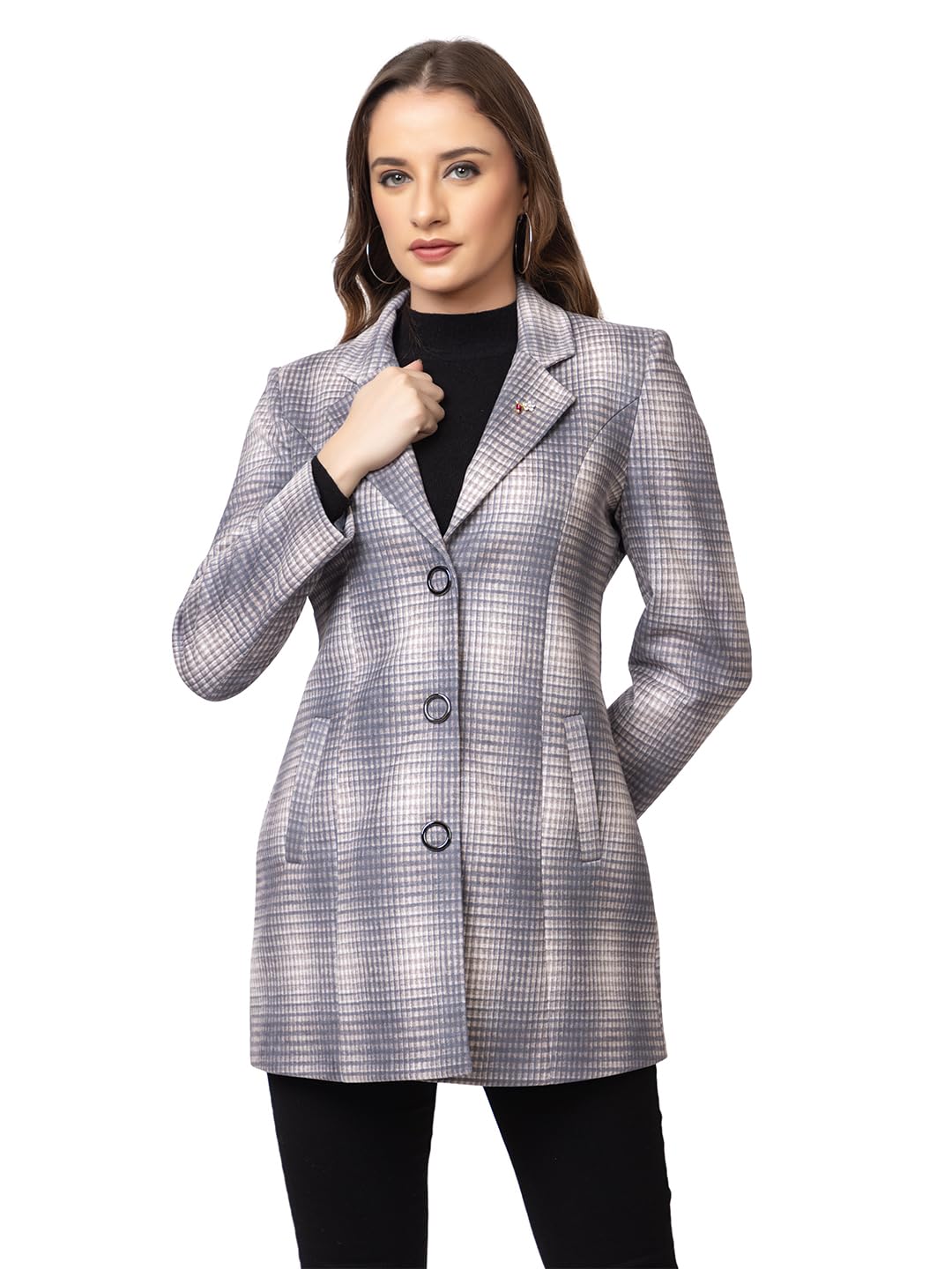twenty me Winter Wear/Casual Wear/Outdoor Wear/Wool Blend/Collared/Checked/Full Sleeve Women's Coat (4315)-picture-36