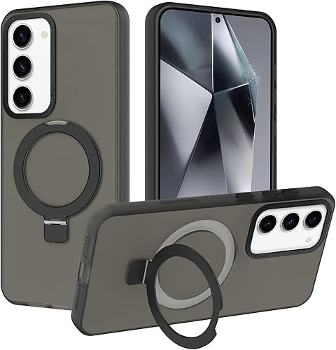 ZIYE Funda magnética para Samsung Galaxy S24 Plus con soporte compatible con MagSafe, a prueba de golpes, funda magnética delgada translúcida para